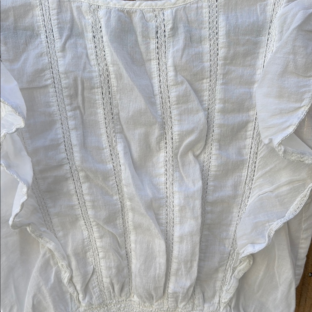 Elan White Sleeveless Ruffled Smocked Blouse - Picture 12 of 14